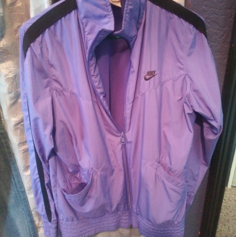 Light weight purple and black stripes Nike jacket